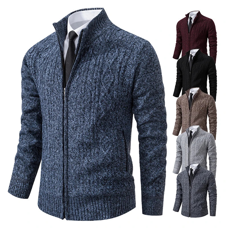 Winter Plus Velvet Sweaters Cardigan Thick High Collar Sweatshirt Men's Coat Knitted Jumper Brand Knitwear Hombre Clothing