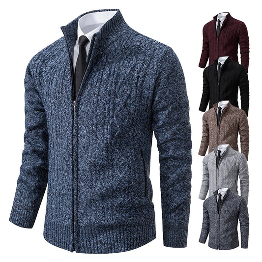 Winter Plus Velvet Sweaters Cardigan Thick High Collar Sweatshirt Men's Coat Knitted Jumper Brand Knitwear Hombre Clothing