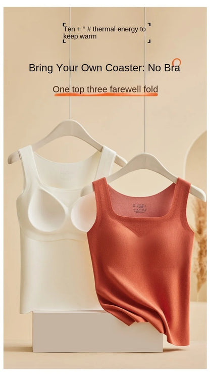 M-2XL For 40-75kg German Velvet Thermal Tank Top Women With Chest Pad Autumn and Winter Thickened Seamless Underwear
