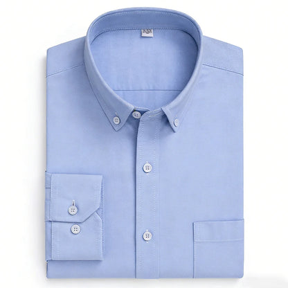 New in Tops Pure Cotton Oxford Plaid Striped Shirts For Men Long Sleeve Classic Business Formal Slim Fit Casual Designer Clothes