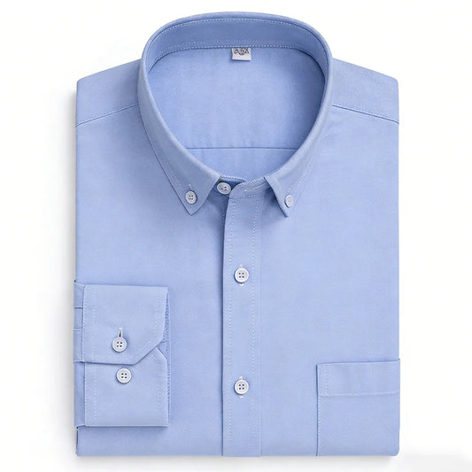 New in Tops Pure Cotton Oxford Plaid Striped Shirts For Men Long Sleeve Classic Business Formal Slim Fit Casual Designer Clothes
