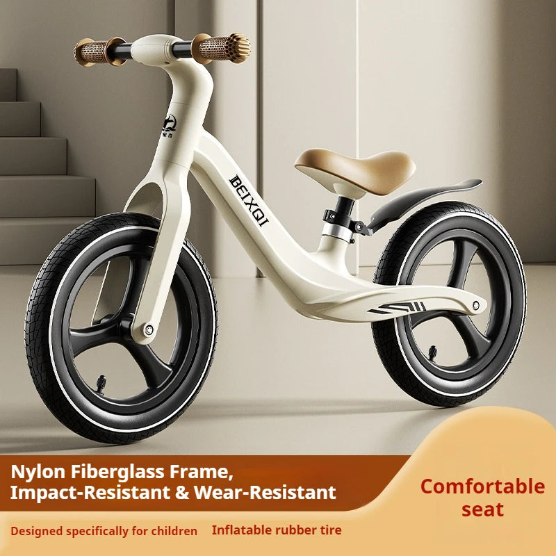 Kids Balance Bike No Pedal For 1 To 8 Yrs Old With Air Tires Nylon Fiberglass Frame Non Slip Silicone Grips Comfy Seat