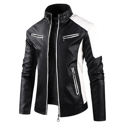 Trendy Men Slim Motorcycle Leather Jackets Casual PU Leather Coats Quality Male Stand Collar Leather Jaquetas Jackets And Coats