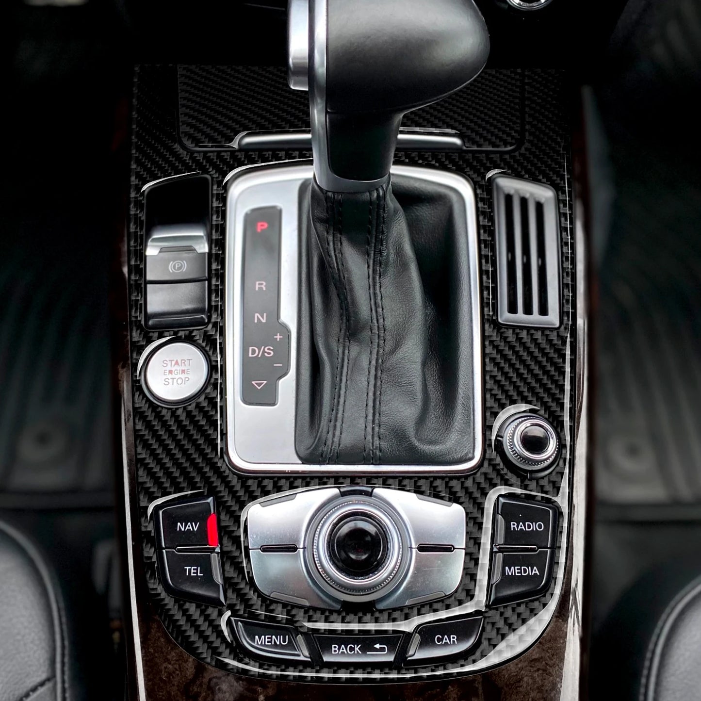 Car Center Console Gear Shift Panel Set, For Audi A4 S4 RS4 A5 S5 RS5 (2007-2016) Carbon Fiber Interior Sticker Trim Accessories