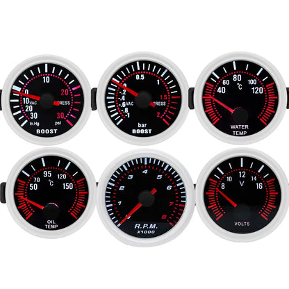 Tachometer For 12V Car 52mm Universal Smoke Len RPM Turbo Boost Gauge 2 Bar PSI Water Temp Meter Oil Pressure Gauge  Tacho