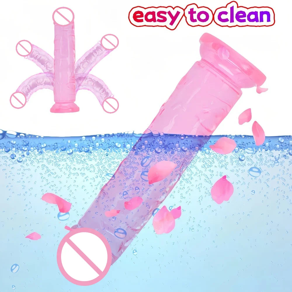 Soft Jelly Dildos Strong Suction Cup Waterproof Realistic Dildo Pink Penis Adult Sex Toys for Women Dick Vagina Anal Masturbator