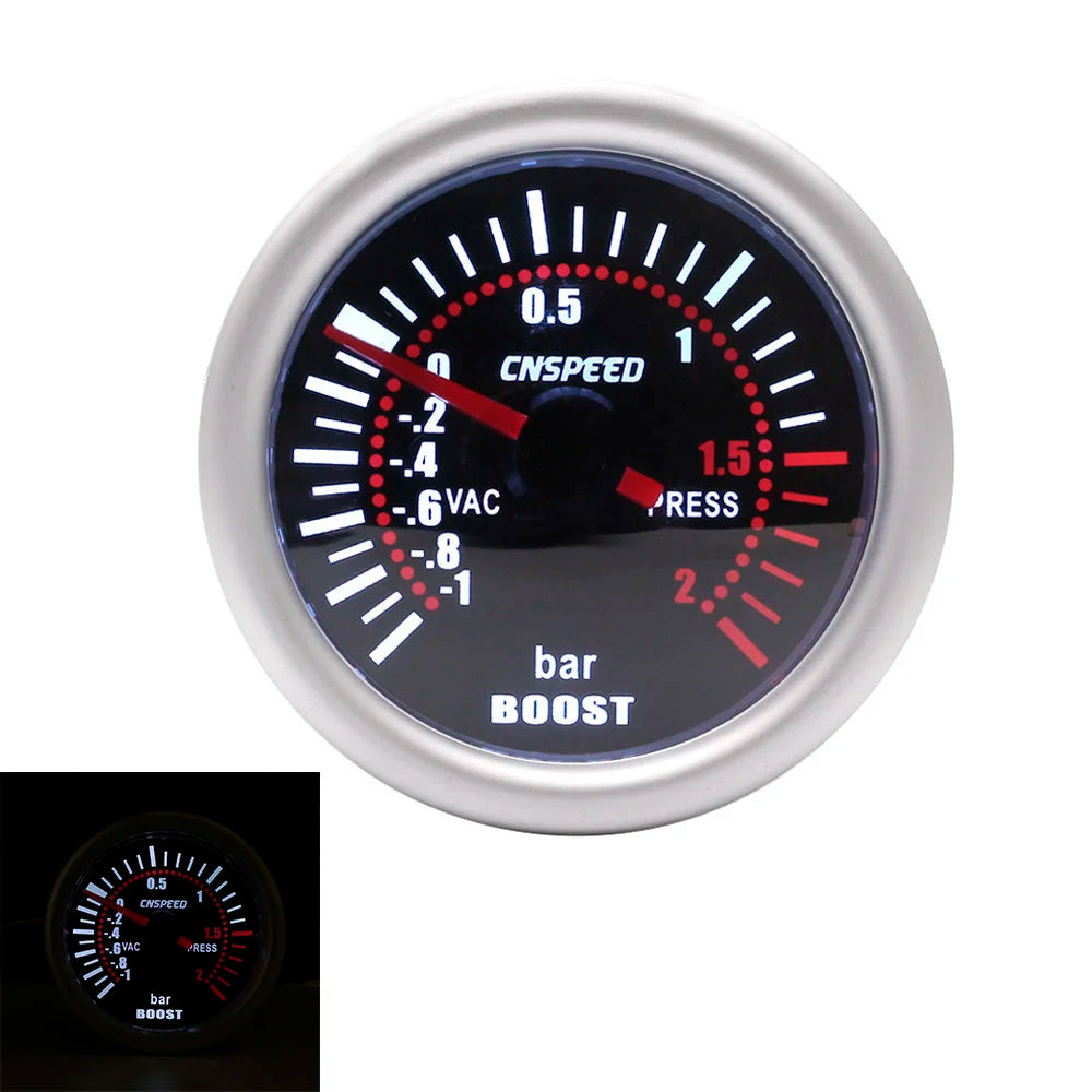 CNSPEED 2 "52mm Turbo Boost Gauge -1-2 Bar Car Smoke Len With Adjustable Auto Turbo Boost Controller Kit 1-30 PSI