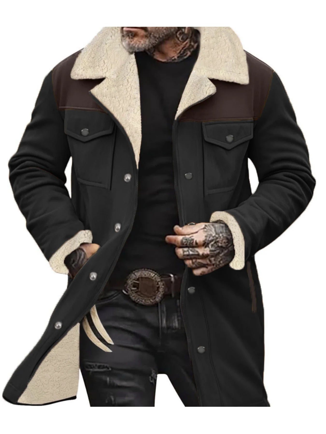 Warm Trech Men's Winter Trench Coat Windproof Fleece Lined EU Fit Street to Office Mans Wear