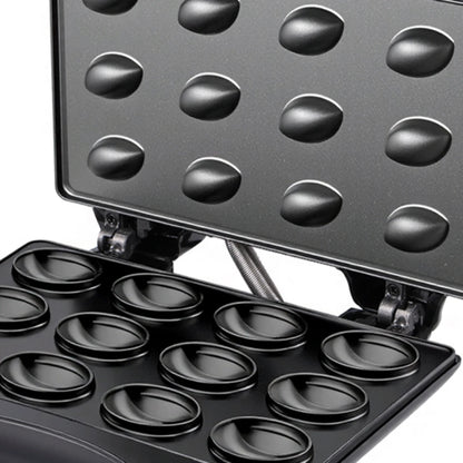 Electric 12-Hole Walnut Cake Waffle Maker with Nuts Kitchen Biscuit Maker for Baking Business - Non-Stick Surface