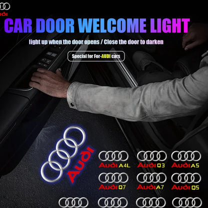 2Pcs HD Car Door Car sticker Lamp Car Door Welcome Light For Audi Sline Q3 A5 A7 A3 Q5 Q7 A4L RS Quattro S3 S4 S6 S5 S7 S8