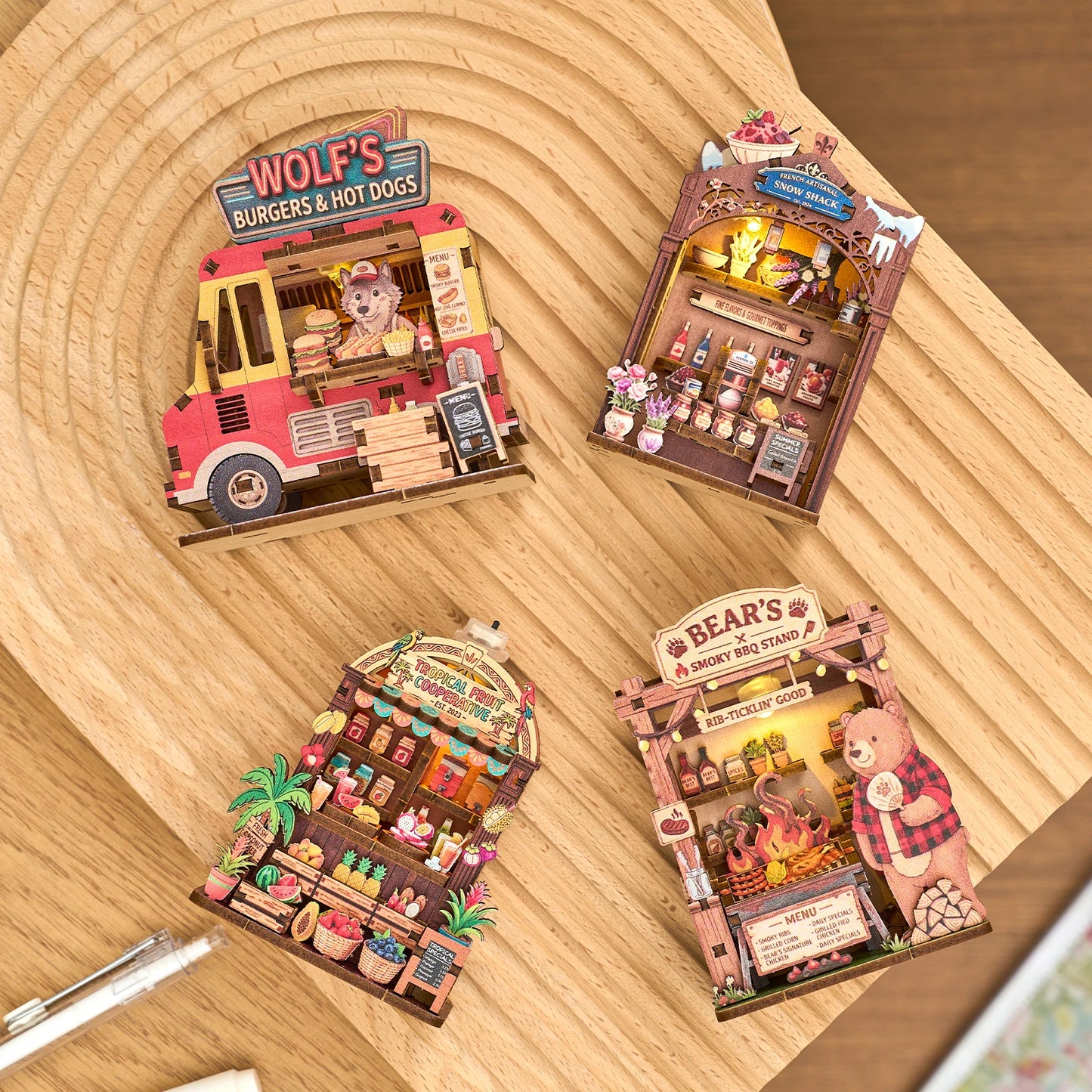 DIY Fridge Magnets Cute Cartoon Magnetic Stickers 3D Puzzle Miniature Street Shop Kids Whiteboard Blackboard Decor