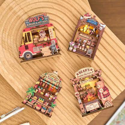 DIY Fridge Magnets Cute Cartoon Magnetic Stickers 3D Puzzle Miniature Street Shop Kids Whiteboard Blackboard Decor