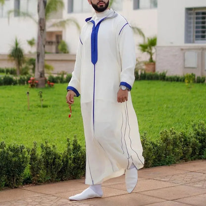 Muslim Mens Tshirt Robe Slim White Islamic Prayer Wear Casual Outfit