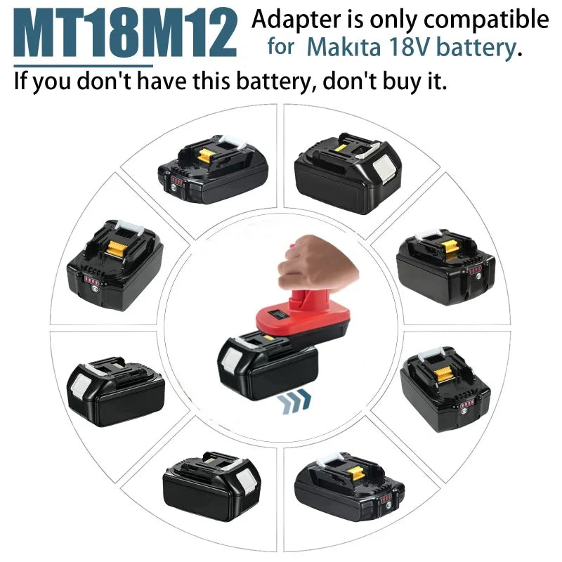 DM20M12 MT18M12 Adapter for Milwaukee/DeWalt/Makita 18V/20V Lithium Batteries Converting To for Milwaukee M12 12V Battery Tools
