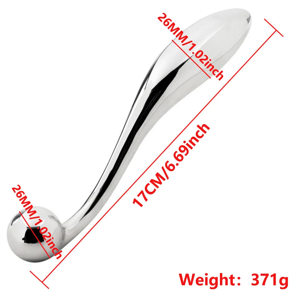 Stainless Steel Double Dildo G Spot Anal Beads Butt Plug Metal Fake Dildo Anal Plug Sex Toys For Male Female