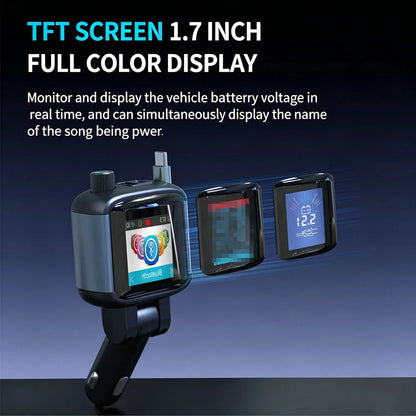 Color Screen Bluetooth FM Transmitter Car Charger 83W PD Fast Charger Car Radio with Mic For Wireless Hands Free Call MP3 Player