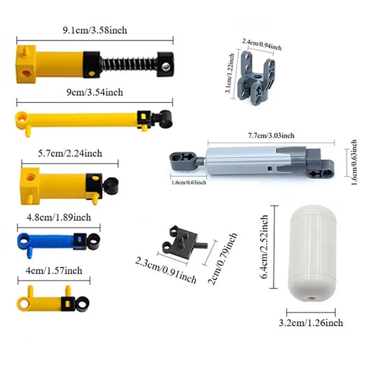 9pcs MOC Pneumatic Parts Air Pump/Piston/Tank/Push Rod/Switch for Legoeds-Compatible Technical DIY Projects 19476/19475/19482