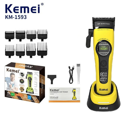 Komei Professional Hair Clipper F1 - Super Motor with External Brushless Trimmer, Men's Electric Shaver KM-1593