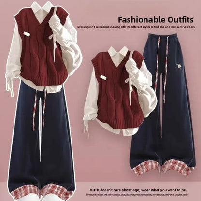 Early Autumn Knitted Women's Two-Piece Set Cool And Dynamic Korean Style Commuter College Fashion Casual Wear Polyester Inner...