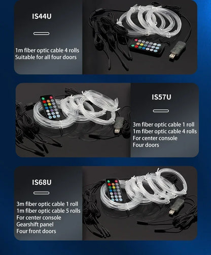 Car Environment Wire LED USB Flexible Neon Interior Lights Assembly RGB For Automotive Decoration Lighting 3M Hidden APP