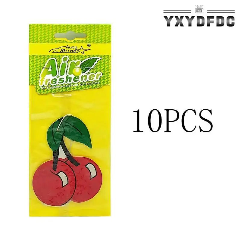 3-80pcs Fruit Car Air Freshener Natural Aromatherapy Tea Paper Hanging Perfume Vanilla Auto Parts Interior