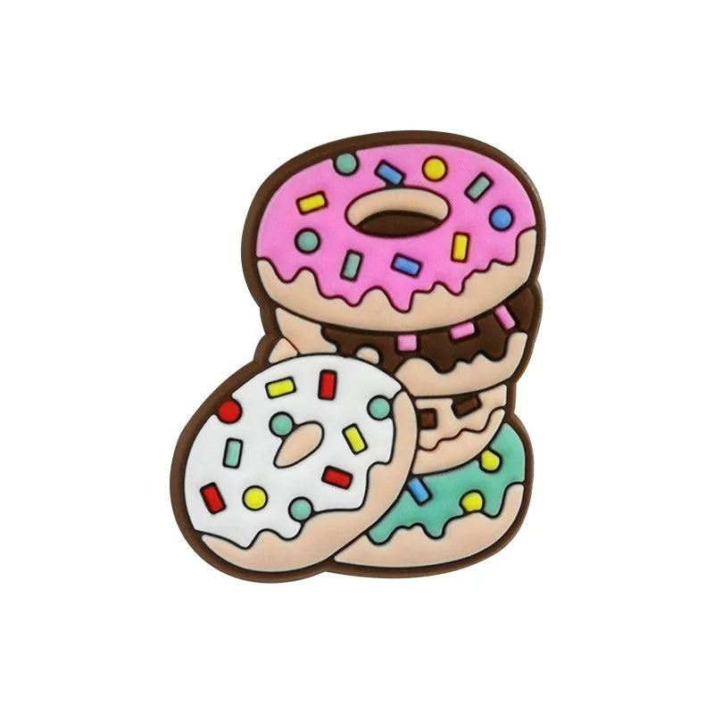 1/25PCS Delicious Food Series Shoe Accessories Charms for Women Men Sandwich Donut Pizza Shoe Decorations Fashion Clog Buckle