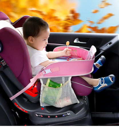 Kids Travel Tray Car Seat Activity and Play Tray Organizer for Children and Toddlers Lap Desk with Tablet Phone Holder Foldable