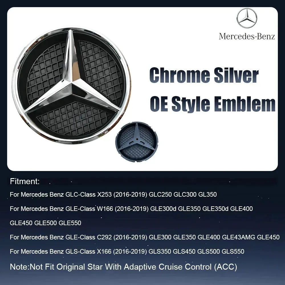 Front Grille LED Star Emblem Light Badge For Mercedes Benz GLC GLE GLS-Class 2016-2019