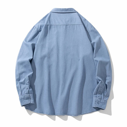Classic Washed Denim Shirt Men's 2025 Autumn New Dark Blue Fashion Loose Casual Long-sleeved Jean Shirts Korean Clothes