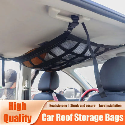Car Ceiling Cargo Net Strong Load-Bearing Mesh Car Roof Storage Organizer Car Ceiling Net Storage For SUV Long Trip Camping