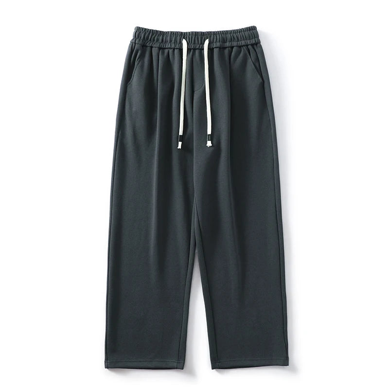 DUKEEN Pique Fabrics Sweatpants for Men Loose Causal Straight Legged Trouse Autumn and Winter Solid Colors Sports Fleece Pants