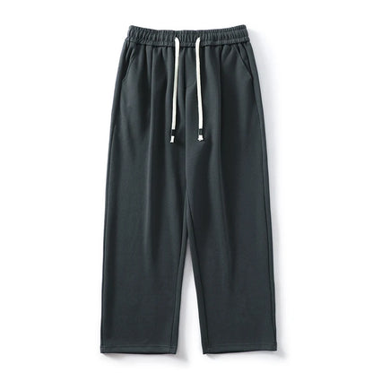 DUKEEN Pique Fabrics Sweatpants for Men Loose Causal Straight Legged Trouse Autumn and Winter Solid Colors Sports Fleece Pants