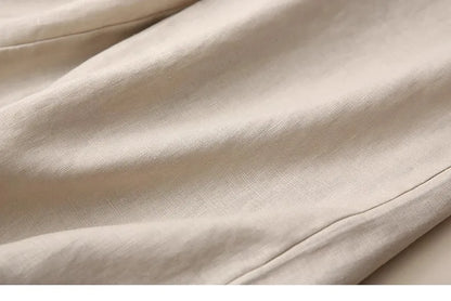 Fashionable Retro Linen Top And Pants Set for Women High End Cotton Linen Ensemble Summer 2026 Elegant Two Piece Suit