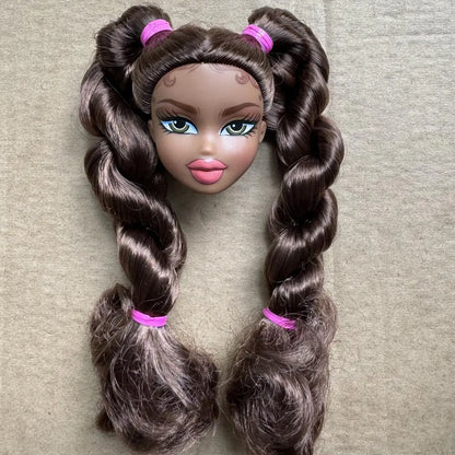 2001 Version Rare Face Doll Heads Classical Sexy Mouth White Brown Skin Colorful Hair Girls Boys Doll Parts For Collectors