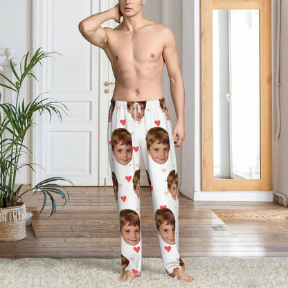 Customized sleeping pants with personalized facial photos long sleeved warm sleeping pants for both men and women  fun Christmas