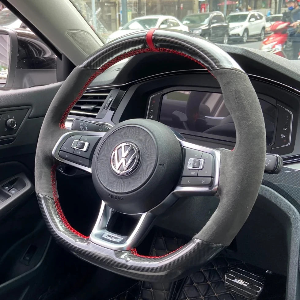 Braid Genuine Leather Car Steering Wheel Cover  for Volkswagen VW Golf R MK7 Golf 7 GTI VW Polo Scirocco 14-16 DIY Car Interior
