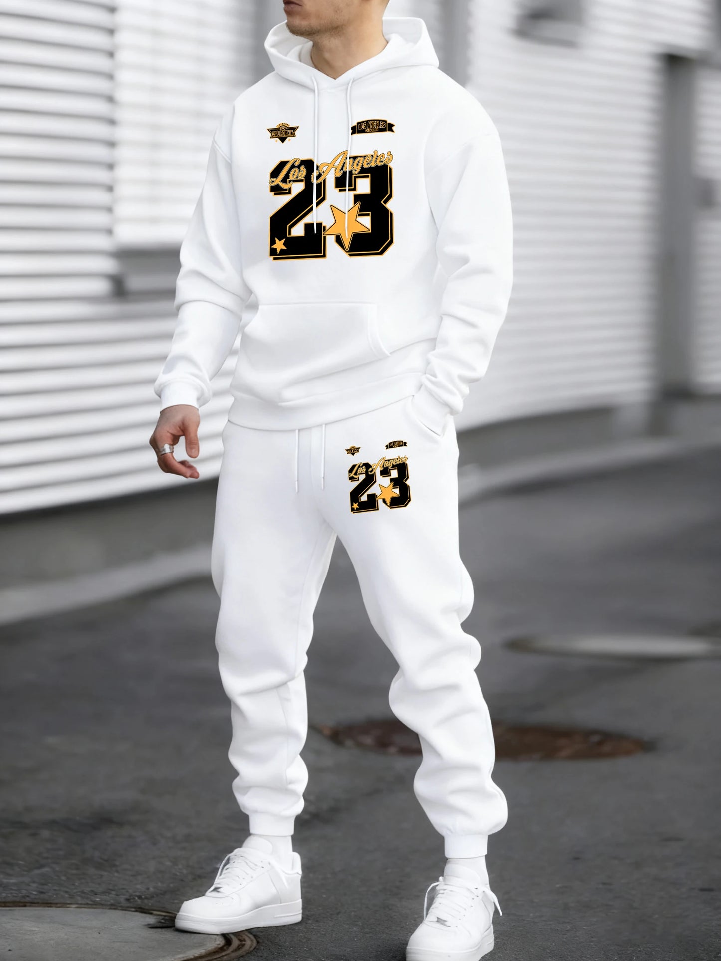 California Los Angeles Number 23 Print Autumn Winter Man Hoody Long Pants Set Fleece Jogging Sweatpant Basic Casual Sweatshirts