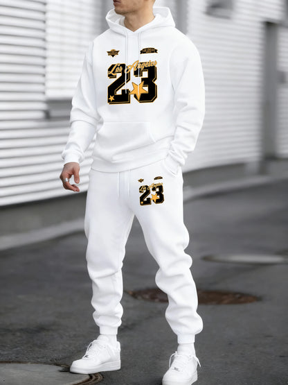 California Los Angeles Number 23 Print Autumn Winter Man Hoody Long Pants Set Fleece Jogging Sweatpant Basic Casual Sweatshirts