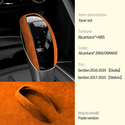 Car Center Console Gear Shift Head Knob Cover Trim Alcantara Suede F For Alfa Romeo Giulia Stelvio Refit Car Accessories