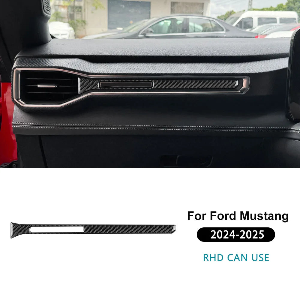 Real Soft Carbon Fiber Sticker For Ford Mustang GT Dark Horse EcoBoost 2024 2025 2026 LHD RHD Car Center Console AC Outlet Trim