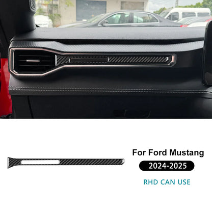 Real Soft Carbon Fiber Sticker For Ford Mustang GT Dark Horse EcoBoost 2024 2025 2026 LHD RHD Car Center Console AC Outlet Trim