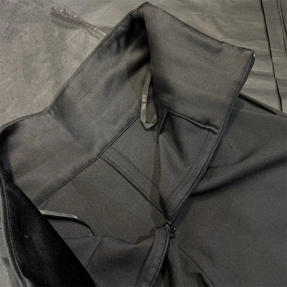 Women's pants New asymmetrical slim straight leg pants for spring 2026 Satin patchwork high waisted wide leg pants casual pants