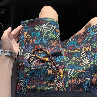 2026 Summer Baggy Letter Printed Graphic Shorts For Men Retro Casual Fashion Graffiti Short Pants Hawaiian Beach Y2K Bermudas