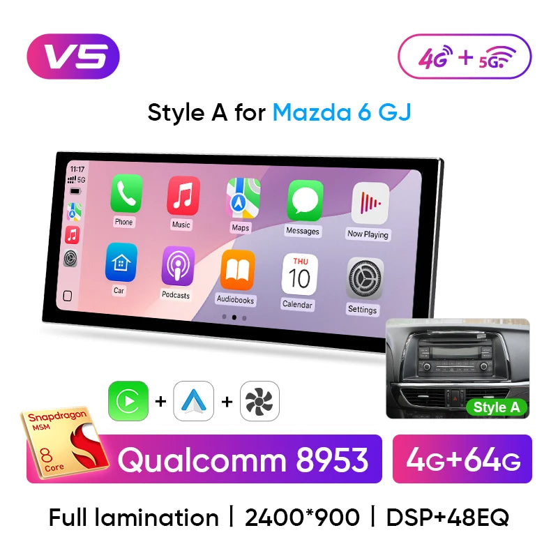 Ainavi 12.3 inch Car Radio For Mazda 6 GJ Series Atenza 2013 2014 2015 Wireless Carplay Android Auto 4G Car Multimedia Player