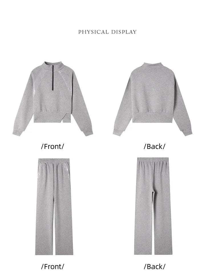 LOUIS YAO Women Two Pieces Set 2024 Autumn Stand Collar Long Sleeve Long Pants Set Sweatshirt Sporty Fashion Set