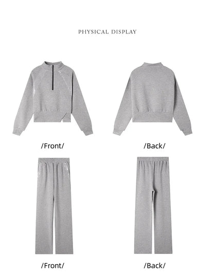 LOUIS YAO Women Two Pieces Set 2024 Autumn Stand Collar Long Sleeve Long Pants Set Sweatshirt Sporty Fashion Set