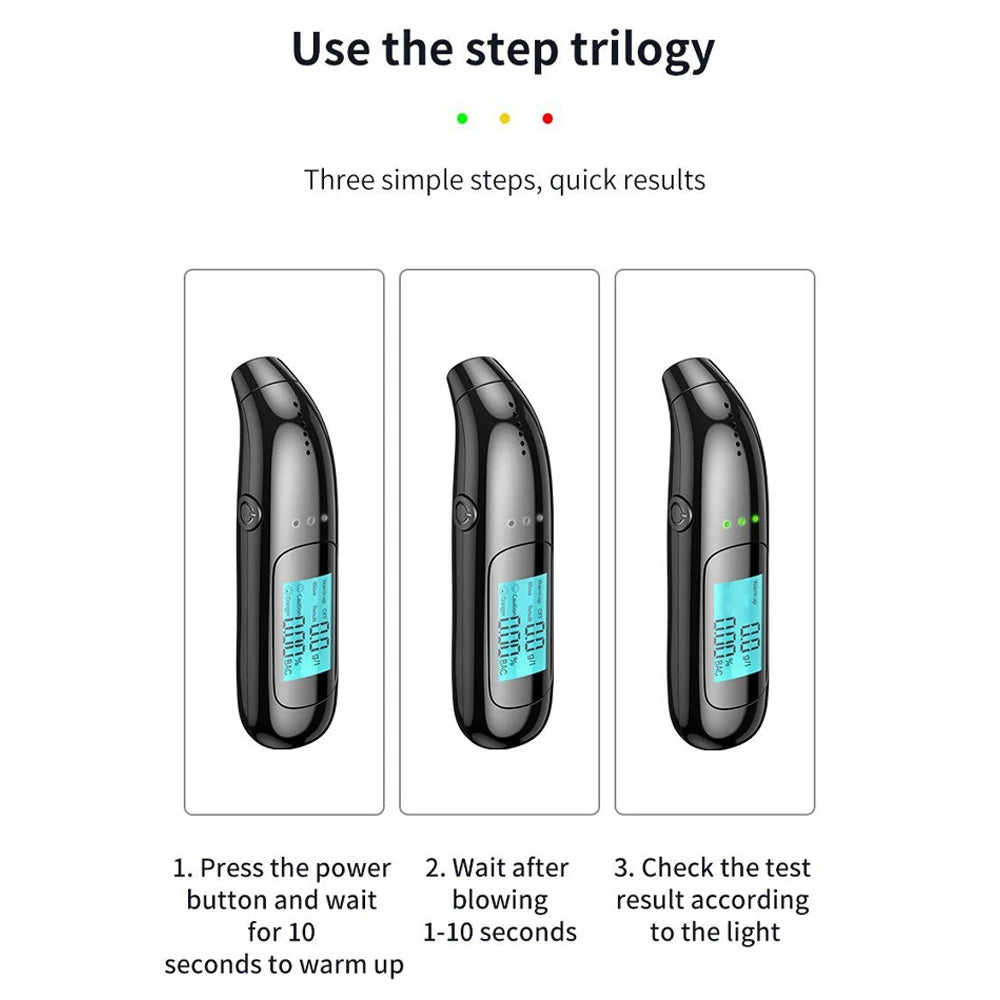 Automatic Alcohol Tester Non-contact Professional Breath Tester Recharge Breathalyzer Car Portable Air Detector Alcoholimeter