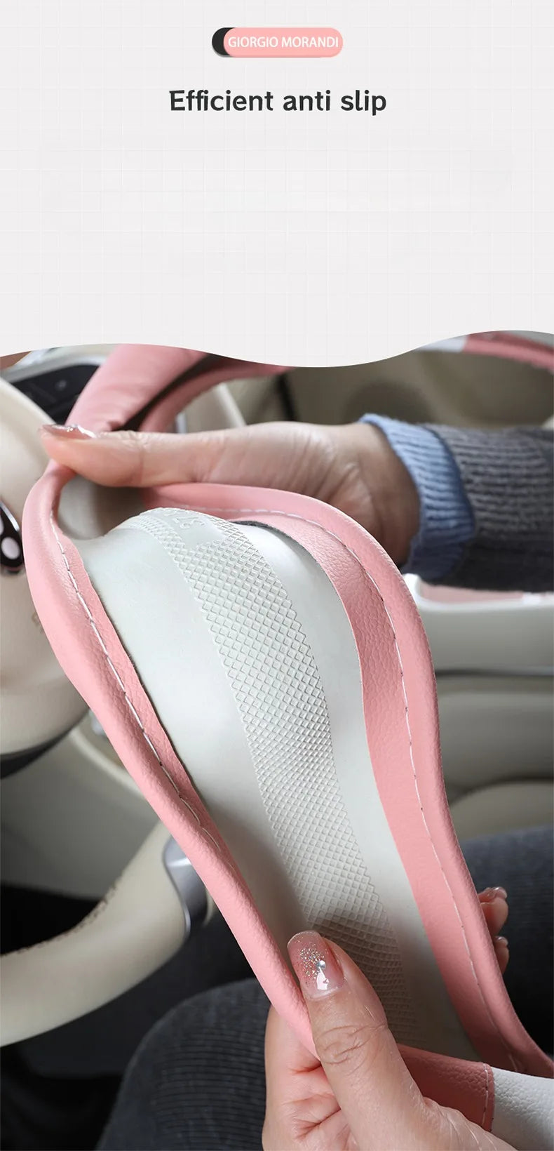 Car Steering Wheel Cover for Women Girls Universal 14.5-15 Inch, Breathable , Non-Slip, Car Interior Accessories for Most Cars