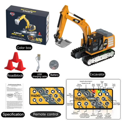 1:64  2.4G RC Model Car Remote Control Excavator Dump Truck Forklift Alloy Plastic Simulation Construction Vehicle Toy For Kid