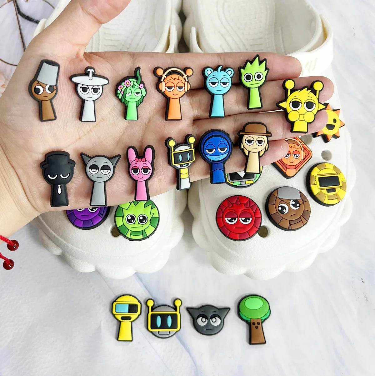 30-100Pcs Sprunki Plush Game Series Shoes Charms Cute Cartoon Clog Sandals Shoe Accessories Decorations Boy Kids Gifts